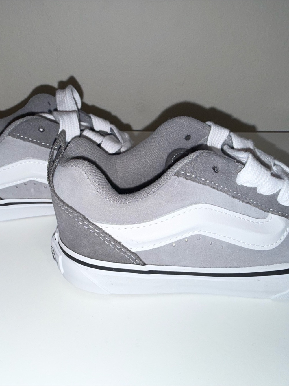 Kids Grey and White Vans Sneakers